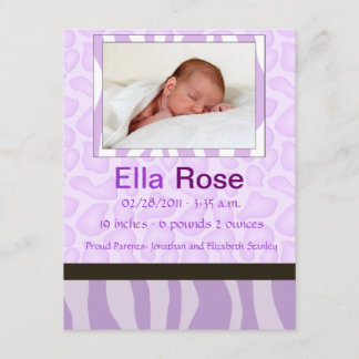 Safari Mix - Zebra och GIraffe Baby Birth Meddelande