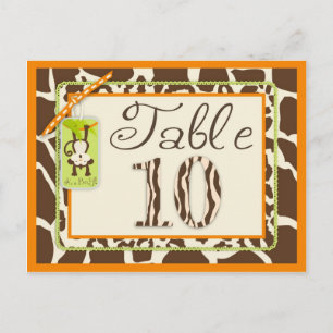 Safari Monkey Animal Print Baby Shower Bord Card Vykort