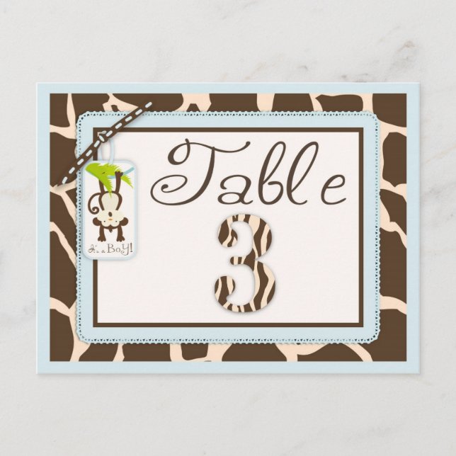 Safari Monkey Animal Print Baby Shower Bord Card Vykort (Framsida)