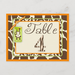 Safari Monkey Animal Print Baby Shower Bord Card Vykort