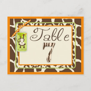 Safari Monkey Animal Print Baby Shower Bord Card Vykort