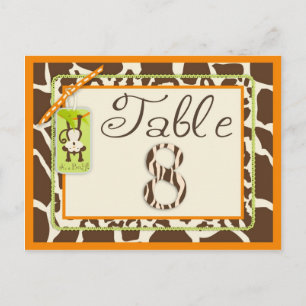 Safari Monkey Animal Print Baby Shower Bord Card Vykort