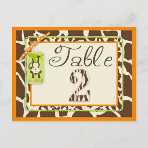 Safari Monkey Animal Print Baby Shower Bord Card Vykort