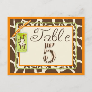 Safari Monkey Animal Print Baby Shower Bord Card Vykort