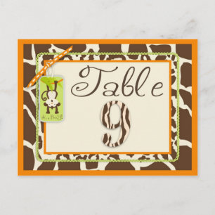 Safari Monkey Animal Print Baby Shower Bord Card Vykort