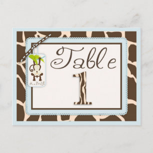 Safari Monkey Animal Print Baby Shower Bord Card Vykort