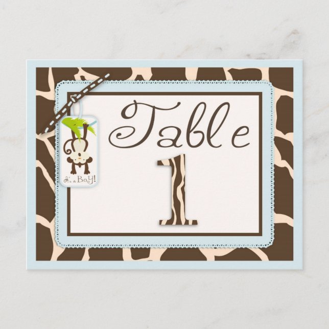 Safari Monkey Animal Print Baby Shower Bord Card Vykort (Framsida)