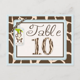 Safari Monkey Animal Print Baby Shower Bord Card Vykort