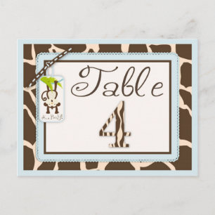 Safari Monkey Animal Print Baby Shower Bord Card Vykort