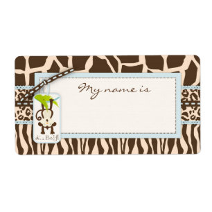 Safari Monkey Animal Print Baby Shower Fraktsedel