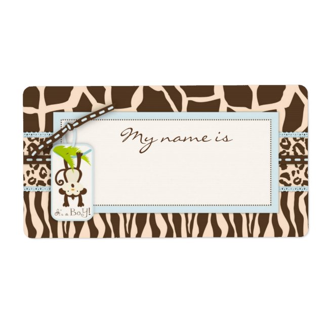 Safari Monkey Animal Print Baby Shower Fraktsedel (Framsidan)
