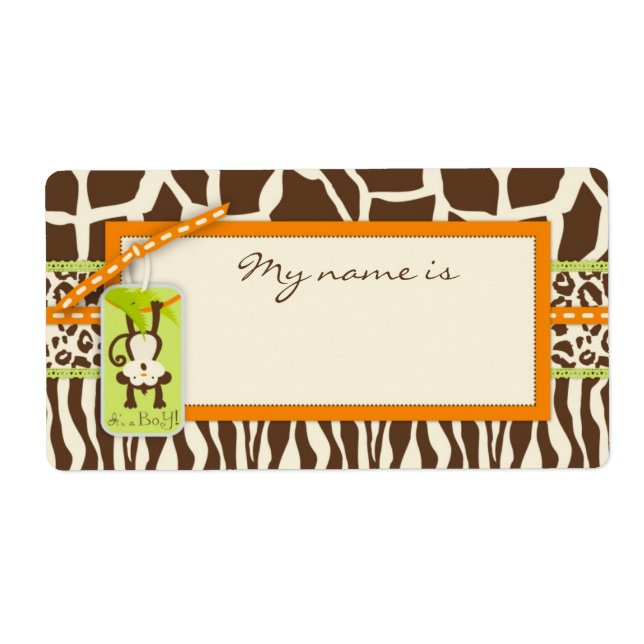 Safari Monkey Animal Print Baby Shower Fraktsedel (Framsidan)