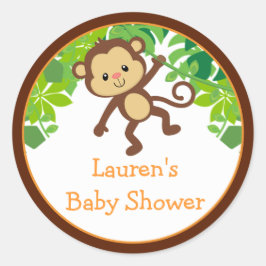 Safari Monkey Baby Shower Favor Stickers Runt Klistermärke