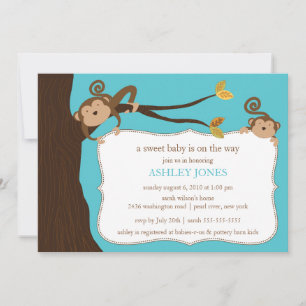 Safari Monkey Baby Shower-inbjudan Inbjudningar
