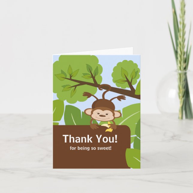 Safari Monkey Baby Shower Tackkort Card (Framsida)