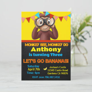Safari Monkey Birthday-inbjudan Inbjudningar