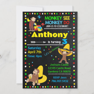 Safari Monkey Birthday-inbjudan Inbjudningar