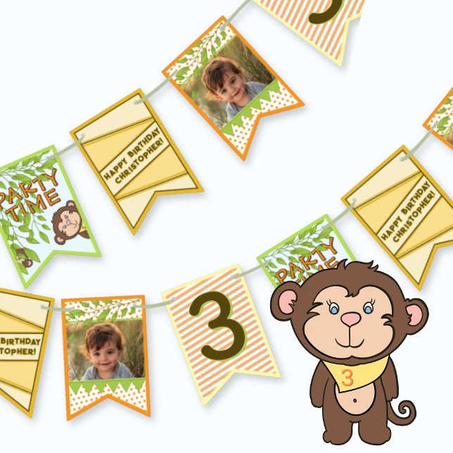 Safari Monkey Birthday Vimplar (Skapare uppladdad)