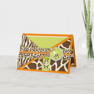 Safari Monkey & Nappar Animal Print Baby Shower Meddelande