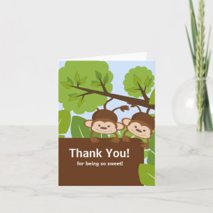Safari Monkey Twillingars Baby Shower Tack för dit Kort