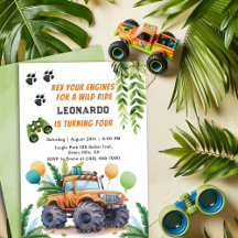 Safari Monster Lastbil Jungle Äventyr Boy Birthday