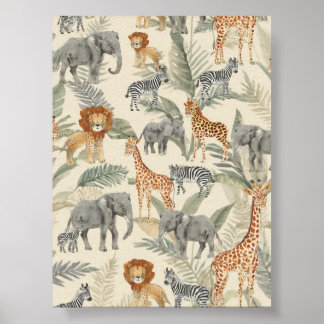 Safari-mönstrad väggposter | Nurserydekoration Poster