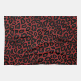 Safari Mörk Red Leopard Animal Print Kökshandduk