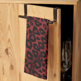 Safari Mörk Red Leopard Animal Print Kökshandduk