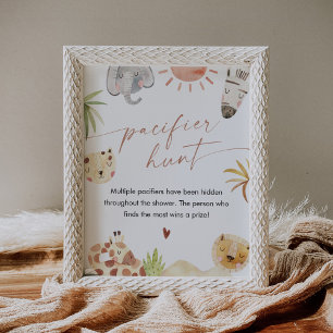 SAFARI Nappar Hunt Baby Shower-speltecken Poster