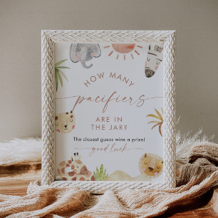 SAFARI Nappar i Burk Baby Shower Game Poster
