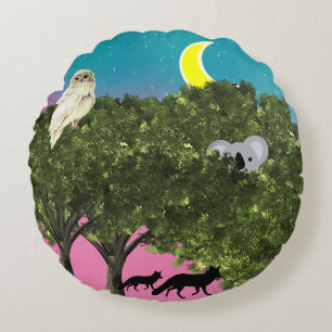 Safari Night Round Pillow Rund Kudde