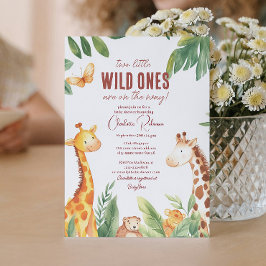 Safari och twillingar baby Cute Baby dusch Inbjudningar