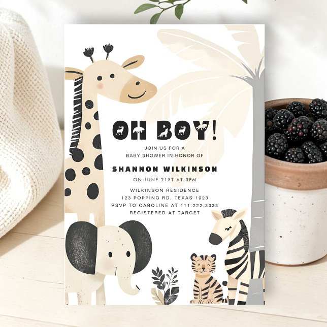 Safari Oh Pojke Baby Shower Inbjudan (Skapare uppladdad)
