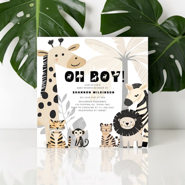Safari Oh Pojke Djur Baby Shower Inbjudningar (Skapare uppladdad)