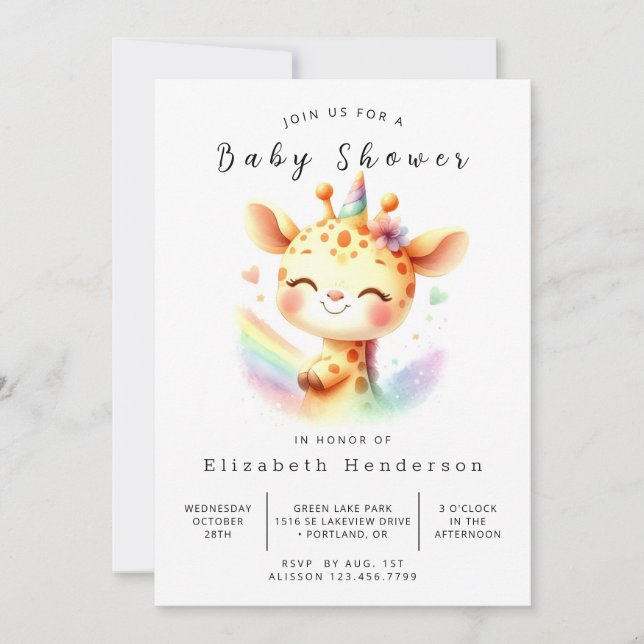 Safari Online Giraffe Baby Shower Inbjudningar (Framsida)