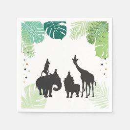 Safari Papper Napkins Zoo Vild Jungle Animals Blac Pappersservett