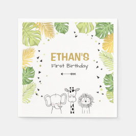 Safari Papper Napkins Zoo Vild Jungle Animals Boy Pappersservett