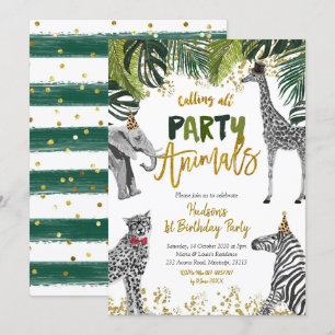 Safari Party Animal Barn Birthday Call Inbjudningar