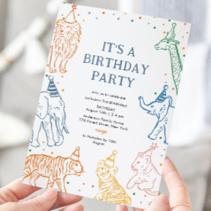 Safari Party Animals Birthday Investigation Inbjudningar
