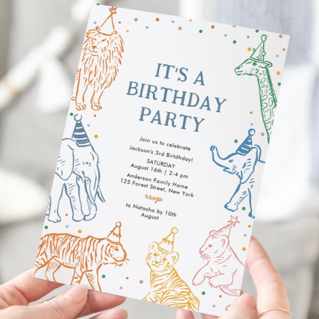 Safari Party Animals Birthday Investigation Inbjudningar (Skapare uppladdad)