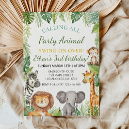 Safari Party Animals Birthday Investigation Inbjudningar