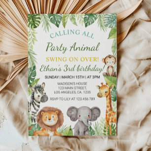 Safari Party Animals Birthday Investigation Inbjudningar