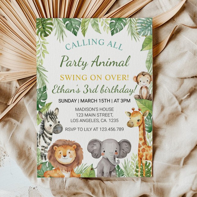 Safari Party Animals Birthday Investigation Inbjudningar (Skapare uppladdad)