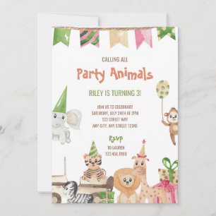 Safari Party Animals Birthday Investigation Inbjudningar