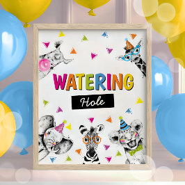 Safari Party Animals som vaktar Hål Birthday Sign Poster