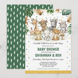 Safari Party Animals Tropical Jungle Baby Shower Inbjudningar