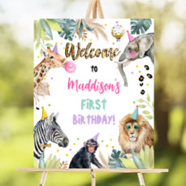 Safari Party Animals Vild Birthday Välkommen Poster