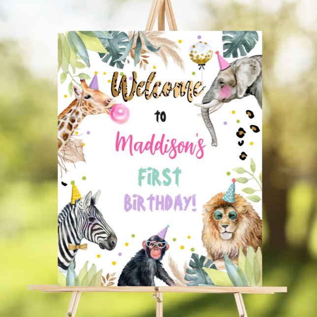 Safari Party Animals Vild Birthday Välkommen Poster (Skapare uppladdad)