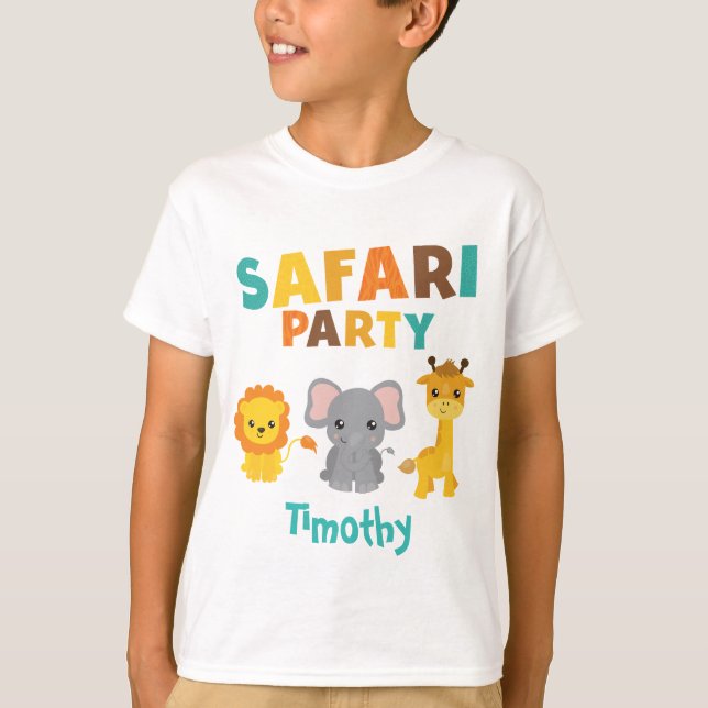 Safari Party födelsedagspojke T Shirt (Framsida)