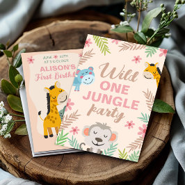 Safari Party för Little One, 1:a födelsedag Inbjudningar